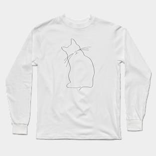 Minimalist Line Art Cat Drawing Long Sleeve T-Shirt